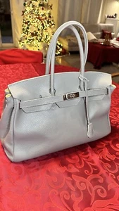Damen Große Handtasche Grau Echt Leder Guterhaltene Zustand - Bild 1 von 24