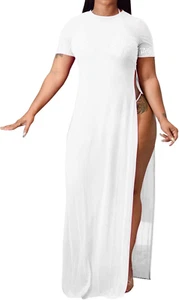 Women'S Sexy Sleeveless Swimsuit Cover Ups Sheer Crochet plus Size Beach Bikini - Picture 1 of 12