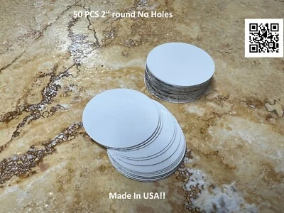 HAWKINSDYESUBLIMATIONPRODUCTS 2" Round, Aluminum Sublimation Blank Disc/Insert **NO Holes** 50 pieces