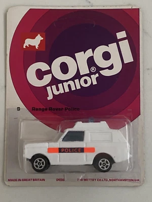 CORGI JUNIORS 9 RANGE ROVER POLICE, MINT, VERY NEAR MINT PURPLE CARD, UNPUNCHED - Image 1 of 4