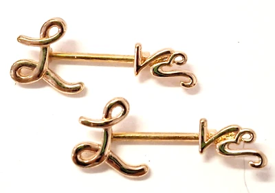 Nipple-PAIR-LOVE 14 规格 9/16 英寸金色 IP 杠铃  — 第 1/4 张图片