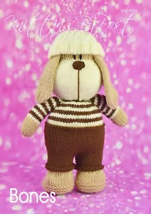 New Knitting Pattern Bones the Dog Knitting by Post Original New A5 Leaflet - Picture 1 of 4