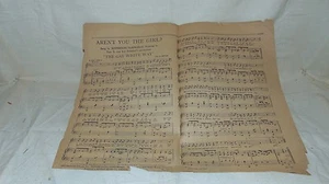 VINTAGE SHEET MUSIC 1908 AREN'T YOU THE GIRL CUT OUT OF NEWS PAPER - Picture 1 of 7