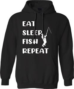 Eat Sleep Fish Repeat Hoodie Fishing Reel Bait Father Funny Novelty Gifts