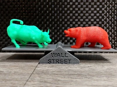 Wall Street Stock Market Characters Bull And Bear Statue 3d Printed