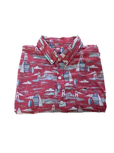 Vineyard Vines Boys Large (16) Buttoned Shirt - Sailboat Lighthouse Red Murray - Picture 1 of 7