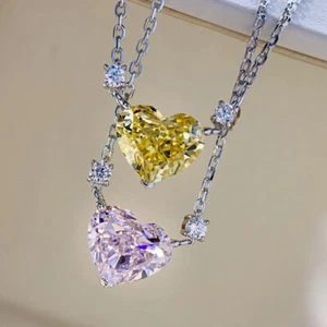3 Colors 925 Silver Filled Necklace Pendant Women Cubic Zircon Wedding Jewelry - Bild 1 von 4
