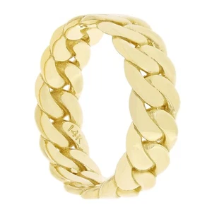 Anillo cubano de oro amarillo de 14 K de Miami banda de eslabón bordado 6,7 mm tamaño 7 - 4,8 gramos - Imagen 1 de 4