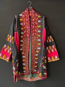 Abrigo y chapan bordado de seda turcomano, caftán antiguo, kimono, vestido caftán - Imagen 1 de 16