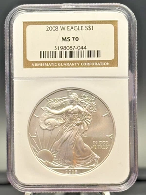 2008-W Burnished Silver Eagle NGC MS70 💎 1 oz .999 Fine Collector Coin 🪙 - Image 1 of 4