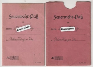 Unterröblingen Freiwillige Feuerwehr Feuerwehrpass 1934 m. Hülle Mansfelder Land - Picture 1 of 5