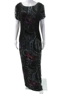 Etro Damen langes Kleid Kurzarm U-Ausschnitt Blumenmuster schwarz Größe EUR 46 - Bild 1 von 6