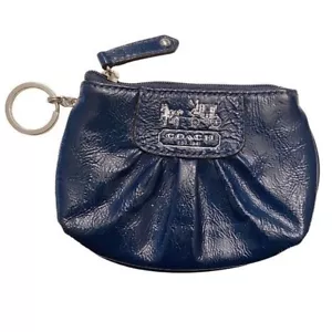 Coach Blue Patent Leather Coin Purse with Key Ring - Picture 1 of 10