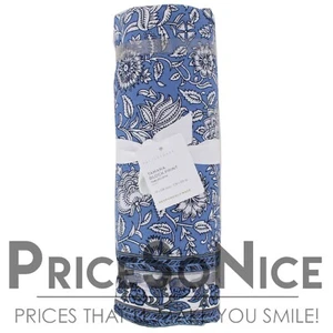 Pottery Barn Tamara Block Print Cornflower Blue Tablecloth - 70x126" MSRP $129 - Picture 1 of 1