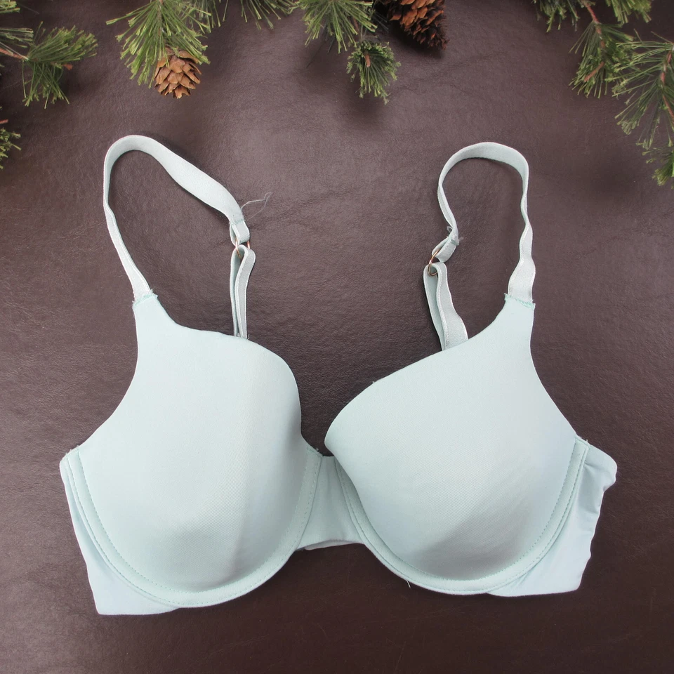 Secret Treasures 胸罩 34D 蓝色衬垫钢圈可调节扣背 — 第 1/4 张图片