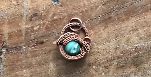 Collana in rame con ciondolo druso fatto a mano filo avvolgente agata verde druso onice USA - Foto 1 di 4