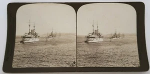 Stereoview USS New York & Fleet Tompkinsville NY Bay 1902 H.C. White Co.  - Imagen 1 de 5