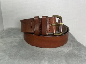 LL Bean Cowhide Leather Belt Brown Buckle Casual Made in England READ - Picture 1 of 18