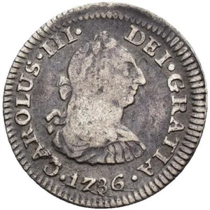 ☆ HISPANIC SILVER • COLONIAL ½ REAL 1786 • MEXICO FM • CARLOS III ☆ SPAIN ☆D0563 - Picture 1 of 4