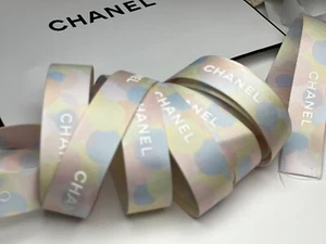 Chanel Oriol & Fontanel Ribbon Baby Pink/Blue/Yellow+White Logo SOLD BY YARD - Picture 1 of 15