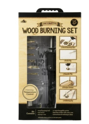 Herramientas de artesanía a cuadros, juego decorativo para quemar madera, 15 piezas Foto 1 de 2