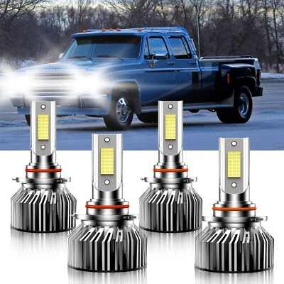 For GMC C3500HD 2001-2002 LED Headlight Bulbs High Low Beam 9005 9006 10000LM - Image 1 of 4