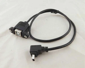 1x USB 2.0 B Female To Mini 5 Pin Male Down Angle Panel Mount Printer Cable 50cm - Picture 1 of 9