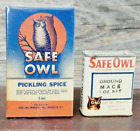 Full/Unused SAFE OWL Antique vintage SPICE TIN & Cardboard Box Brooklyn NY