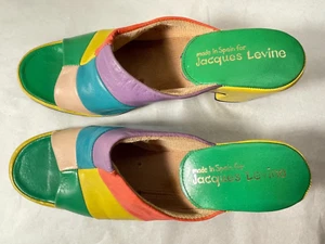 Jacques Levine Womens Open Toe Slip-On Sandals Multi Color Stripe Size 6 - Picture 1 of 5