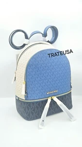 Neu mit Etikett Michael Kors Rucksack Rhea Reißverschluss Medium Farbblock Logo blau Chambray $ 298 - Bild 1 von 24