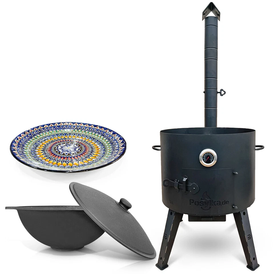 Feuerofen Utschak Ø 49 cm. mit Gusseisen Kazan 22 L Kasan Казан Учак Uchag Lagan - Bild 1 von 1