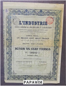 Aandeel L'INDUSTRIE SA de constructions et d'entreprises. België/Belgique - 1903 - Afbeelding 1 van 6