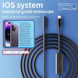 Slim5.5mm Endoscope Inspection Camera iPhone/iPad/iOS/Android Tube/Car Moto/Home - Picture 1 of 5