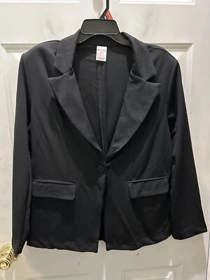 ¡Nuevo! Chaqueta Blazer No Boundaries Negra Poliéster/Spandex. Juniors Talla M(7-9). Foto 1 de 3