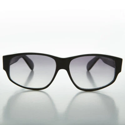 Black Wide Rectangular Mod Vintage Sunglasses - Fez - Imagem 1 de 3