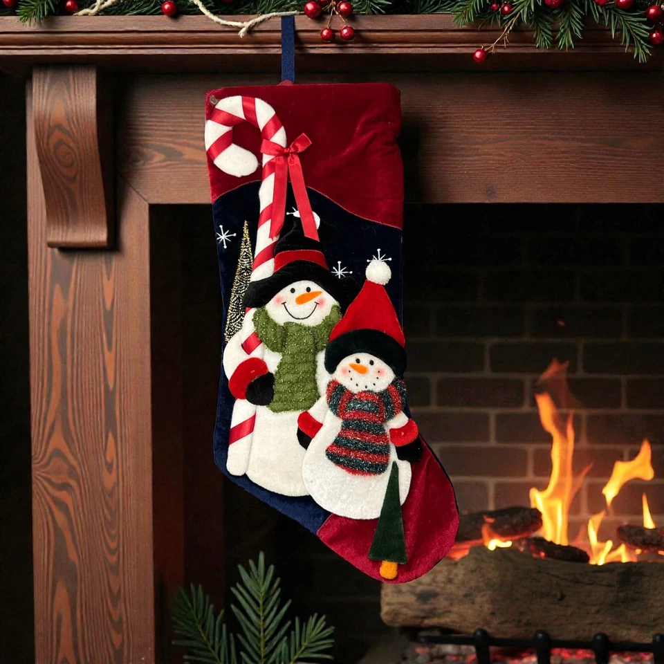 Meia de boneco de neve Natal 3D, 18" - Imagem 1 de 1