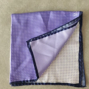 JZ Richards scarf lilac 100% silk polka dot stripes panels Made Italy new $50 - Picture 1 of 11