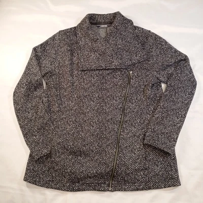 Abrigo Lands End Cremallera Lateral Blanco y Negro Tweed Mujer M Oficina Cachicho Preppy Foto 1 de 4