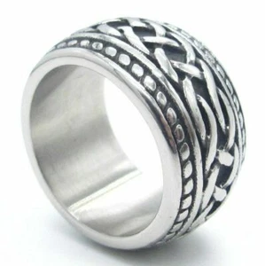 Mens Irish Celtic Love Infinity Knot Ring Band Stainless Steel Size 7-15 Gift - Picture 1 of 5