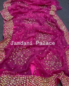 Original Sopura Muslin Saree With All Over Gorgeous Worked. 15days Shipping Time - Picture 1 of 4