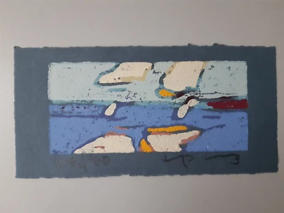 Klaus Fußmann, Linolschnitt 2013 (27/40), zwei Segelboote / Ostsee / Küste - Bild 1 von 4