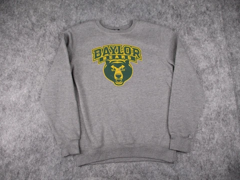Baylor Bears Sweatshirt Mens Medium Gray Crew Neck Sweater Pullover Adult NCAA Cover