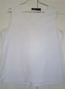 WHITE COTTON BLEND V-NECK KNIT TOP by C.B. CASUAL, SZ XL - Picture 1 of 5