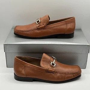 NEW David Eden Mens Calf Skin Leather Loafer Shoes Brown Slip On SZ 9 - Picture 1 of 10