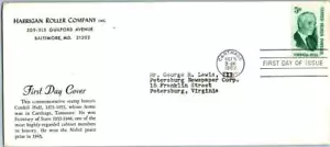 1963 Cordell Hull Nobel Prize winner Sc 1235-20 Harrigan Roller Co. cachet - Picture 1 of 1