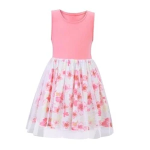 Girl Dress Casual Sleeveless Tutu Tulle Sundress for School Party 4-5T A Flower - Picture 1 of 7