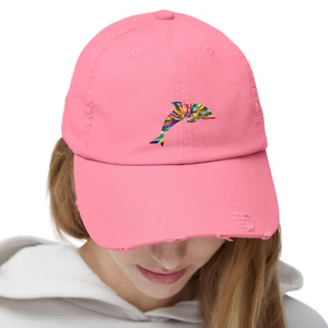 Cute Dolphin Hat, Women's Baseball Hat, Natural Distressed Hat, Color Options - Picture 1 of 13