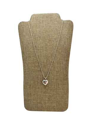 Medallón corazón diamante oro blanco sólido 14K con cadena Michael Anthony 21,75 pulgadas Foto 1 de 4