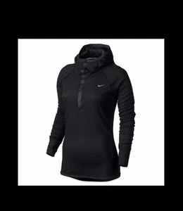 Nike Running Half Zip Training Wool Long Sleeve Hoodie Pullover Black Top XS - Picture 1 of 3