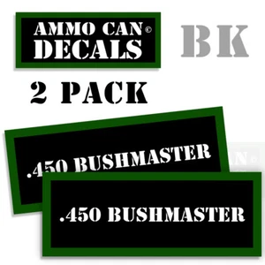 450 BUSHMASTER Munitionsdosen Etiketten Munitionsetui Aufkleber Aufkleber 2er-Pack 3""x1,15"" - Bild 1 von 2